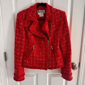 Vintage Carlisle Women's Vibrant Red Tweed Blazer